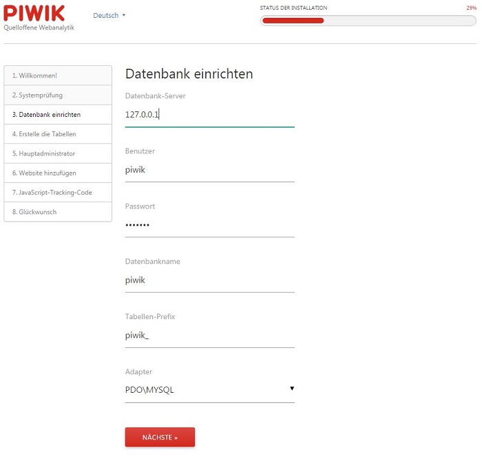 Blog auf dem eigenen Server das Webanalytik Tool Piwik installieren 01