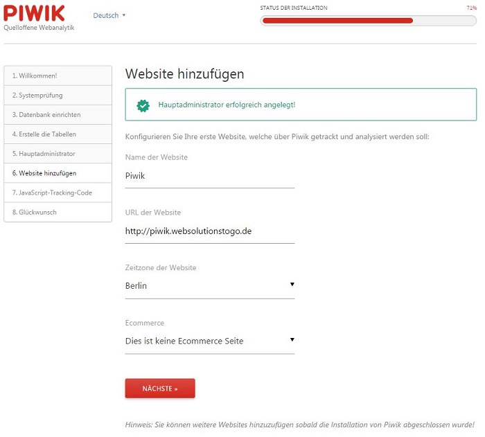 Blog auf dem eigenen Server das Webanalytik Tool Piwik installieren 03