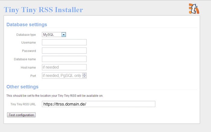 Blog TTRSS installieren und automatische Feed Aktualisierungen einrichten 01